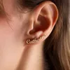 Nom personnalisé boucles d'oreilles personnalisées Studs délicats boucles d'oreilles en acier inoxydable Nom des boucles d'oreilles bijoux pour cadeau de la fête des mères 240418