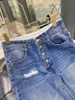 Jeans femminile 2024 gamba dritta dritta strappata di alta qualità blu sciolto pantaloni pieni