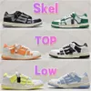 Designer casual skor män kvinnor skel topp låga sneakers mens äkta läder sneaker svart grå vit grön lila orange lime rött ljus blå lyxsporttränare