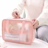 Nova bolsa de cosmética transparente Conjunto de seis peças PVC Bolsa de higiene pessoal Bolsa de banho Bolsa de praia Celebrity Pu Fosted Bag