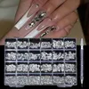 24 GRUNG Luxury Rhinestone Nail Art Gioielli set di cristalli unghie in vetro Box Cristales Original 3D Flat Glass Aula a forma di gemme 240415