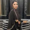 Bandanas Durag Nya Ramadan Chiffon Headscarf Pearl Pärlor Kedjade muslimska huvudduk Solid lång sjalhuvudduk Inslagna i islamisk pannband 240426