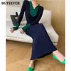 Sukienki swobodne Bgteever stylowy patchwork Bodycon Kobiet Kobiet Sukienka jesienna zima elegancka elegancka pakietka z dępiącym szykiem bioder