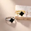 Merk sieraden originele hoge versie v golden van lucky clover ring met echte gouden geëlektroplateerde niet -vervaging voor vrouwen