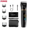 Hair Trimmer Riwa Professional Frisör LCD Display Skärm Snabbladdning Mens Hår Clipper Washable 6501 Q240427