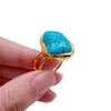 Big Blue Turquoise Rings Fashion Gold Ploated Stone Ring 240416