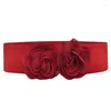 أحزمة Women Belt Belt Design Snow Flower Cover Wide Cover All Match Disperative Big Loze Decoration Performan