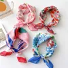 Bandanas Durag Womens cotton linen small square scarf headscarf shawl headband collar floral print headscarf 58 * 58cm soft scarf 240426