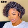 Synthetische pruiken Korte Bob Wig Pixie Cut Curly Womens Hair 13x1 Lace Front Transparante Deep Wave Pre ingevoegde clip Q240427