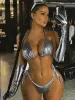 Set Hugcitar Faux Lederhalter Halter fester Schnüre sexy BH Badeanzug 2 Stück passendes Bikini Sets Sommer Beach Badeanzug Y2K Kleidung