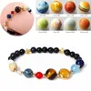 Galassia dell'universo in rilievo otto pianeti Bracciale Guardiani del sistema solare perle di pietra naturale perle di moda femminile gioielli