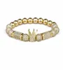 2018 Brand Trendy Imperial Crown Charm Bracelets 8MM Micro Pave CZ Round Bead Women Men Copper Jewelry Pulseras Mujer Bileklik3108674