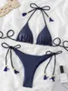 Dames badmode touw driehoek bikini's 2024 vaste string zwempak vrouwen sexy badmode