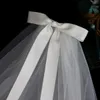 Gioielli per capelli da sposa La003 semplice matrimonio da sposa velo a due strati in gambo a due strati arco bianco velo da donna accessori matrimoniali