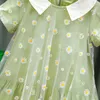 Vestidos de menina vestido infantil colarinho de boneca impressão floral