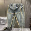 Jeans casual autunno/inverno, pantaloni di Harlan sciolti da uomo, bel pannello elastico e elastico, pannelli da 9 pollici pantaloni da uomo alla moda