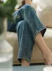 Jeans femminile Circyy High Wonf Women Autunno 2024 Vintage Lavato Street Street Navy Blue Harem Denim Pants