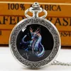 Relojes de bolsillo creative retro dragon cuarzo reloj para hombres collar de plata