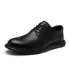 Klänningskor Mens Formella läder Fashion Business Men's Flats High Quality Brogy Oxford Plus Size 37-47