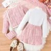 Clothing Sets Toddler Girl 4Pcs Fall Outfits Long Sleeve Jacket Tops Mini Skirt Bag Set Kids Suit