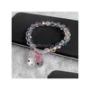 Bracelets de charme S925 Sier Crystal autrichien Beau chat chat chat mignon chat lien girl girls girls coullaces coullares boucles d'oreilles perles accélération dhmu2