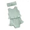 Ensembles de vêtements Taham Baby Girl Vêtements d'été Boho Sleevelesst Topsfits Tops Ruffle Top Born Born