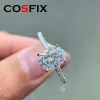 Kettingen Cosfix 2ct Moissanite Diamond solitiare verlovingsringen voor vrouwen