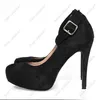 Kleiderschuhe Sukeia Frauen Pumpen Faux Wildleder-Knöchelgurt runde Zehen sexy Stiletto-Heels Burgund Party Damen plus US-Größe 5-20