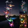 Dekorativa figurer Butterfly Solar Lights Wind Chime Colorful Light Waterproof Hanging Lamp Chimes for Yard Lawn