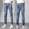 جينز الرجال الربيع/الصيف جينز جينز جينز أزياء مرنة رفيعة النحافة تناسب أقدام صغيرة سراويل سراويل سراويل الشباب
