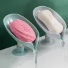 Heads 2pcs Drain Soap Holder Leaf Shape Soap Box Suction Cup Tray Drying Rack for Shower Sponge Container Kitchen Bathroom Accessories