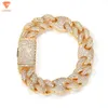 16 mm große kubanische Verknüpfungskette Armband Gold plattiert aus Moissanit Diamond Armband Mode Schmuck