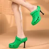 Slippers Summer Fashion High Heels mignons Pumps à orteil rond Simple Femmes d'extérieur Sandales polyvalentes et respirantes Chaussures Femme