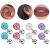 Stud Mooie Crystal Round Ball Screw Oarrings voor vrouwen roestvrij stalen kraakbeen Tragus Piercings sieraden maat 3/4/5 mm D240426