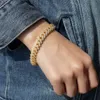 Hiphop 10mm Cuban Chain Bracelet Moissanite Iced Out Gold Cuban Link Bracelet in Stock