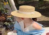 Berets Summer Femme Natural S Blé Paille Fedora Top Flat Hat Women Beach Brim Cap Raffia Sun for Jazz Panama3864692