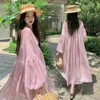 Moderskapsklänningar 2019 våren Nya gravida kvinnor bär nät super fairy sweet hänge rosa casual klänning av hög end semester stil q240427