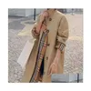 Casacos de trincheira feminina Designer 2022 Coat, estilo de luxo europeu e americano, costura de moda de moda de luxo falsa duas quedas soltas entregar otnoq