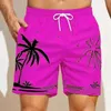 Zomerheren shorts snel drogen Hawaii Holiday Sports Swimming Trunks Fashion 3D Coconut Tree Gedrukt Loose 6xl 240417