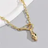 Advanced metal snake necklace with diamond inlay retro and elegant light luxury style collarbone chain new for women wearing AB202