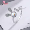 Cluster anneaux mode tendance 925 Sterling Silver Zircon Stone Carrot Ring Open For Women Girl Fine Jewelry Amitié Cadeaux
