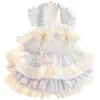 Vêtements pour chien robe à volants floraux Vêtements à manches flottantes Jupe gonflée petit chien vêtements chat fête mode lolita girl kawaii animal de compagnie Produits