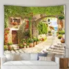 Tapestries Street Scenery Tapestry Europe Italy Flower Spring Modern Plants Coastal Garden Home Live Room Dorm Decor Wall Hanging Washable