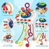 Yk6l Mobiles# Entwicklung Baby Rassle Teether Toys Montessori Silicon Pull -Stringspiele Baby Spielzeug 1 Jahr Zahnen Spielzeuge für Babys 6 12 Monate D240426