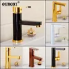 Bathroom Sink Faucets OUBONI Rose Golden Polish Basin Faucet Hand Painting Space Aluminium Metal Materials 1 Handle Water Mixer