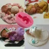 Formar 3D Soving Baby Doll Silicone Cake Mögel ansikte ner Baby Party Fondant Cake Decorating Tools Cupcake Chocolate Baking Forms