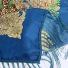 Sjaals 130 130cm Russische vierkante sjaal voor vrouwen etnische stijl bloemenprint Oekraïense franjes gesloten sjaal Babushka Bandana hoofd wraps
