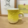 Muggar 500 ml Söt keramisk mugginsats med omslag Straw Suit Coffee Cup Creative Cabbage Hand Drawn Student Breakfast Milk Par Cups