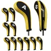 Produkte hoher Qualität 12pcs Gummi Neopren Golf Head Cover Golf Club Eisen Putter Protect Set Nummer gedruckt mit Reißverschluss Long Hals