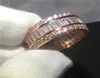 Romantisk ringinställning Princess Cut 5A Zircon Stone Rose Gold Filled Anniversary Wedding Band Rings for Women Men Bijoux9803379